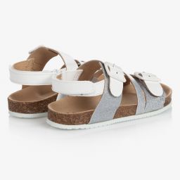 مايورال-صندل جلد صناعي لون أبيض ورمادي غليتر للبنات | Childrensalon Outlet