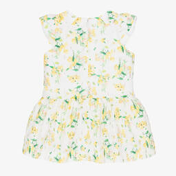 Mayoral-Girls White & Yellow Floral Dress  | Childrensalon Outlet