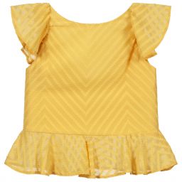 Mayoral-Girls Yellow Chiffon Blouse | Childrensalon Outlet