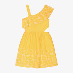 Mayoral-Girls Yellow Cotton Embroidered Dress | Childrensalon Outlet