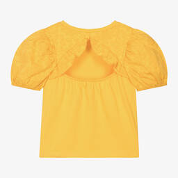 مايورال-تيشيرت قطن لون أصفر بطبعة ورود للبنات | Childrensalon Outlet