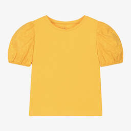 مايورال-تيشيرت قطن لون أصفر بطبعة ورود للبنات | Childrensalon Outlet