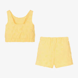 Mayoral-Girls Yellow Cotton Jersey Shorts Set | Childrensalon Outlet