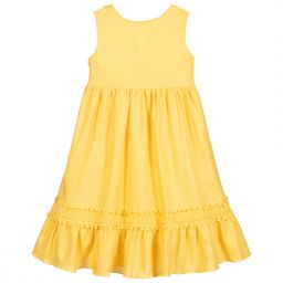 Mayoral-Girls Yellow Cotton Lace Dress | Childrensalon Outlet