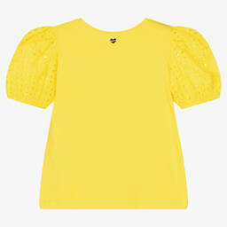 Mayoral-Girls Yellow Cotton Puff Sleeve T-Shirt | Childrensalon Outlet