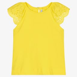 Mayoral-Girls Yellow Cotton T-Shirt | Childrensalon Outlet