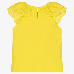 Mayoral-Girls Yellow Cotton T-Shirt | Childrensalon Outlet