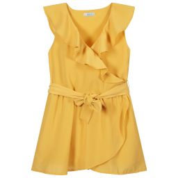 Mayoral-Girls Yellow Crêpe Playsuit | Childrensalon Outlet