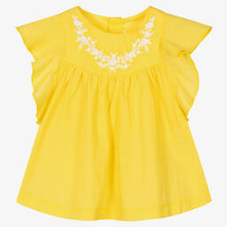 Mayoral-Желтая блузка с вышивкой | Childrensalon Outlet