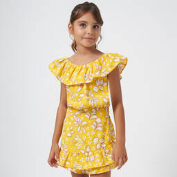 Mayoral-Girls Yellow Floral Blouse | Childrensalon Outlet