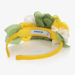 مايورال-طوق للشعر لون أصفر مطرز بورود للبنات | Childrensalon Outlet