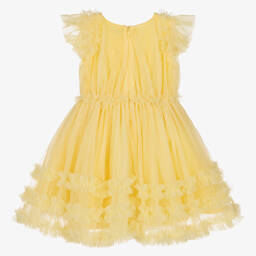 Mayoral-Girls Yellow Frilled Tulle Dress | Childrensalon Outlet