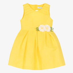 Mayoral-Girls Yellow Jacquard Dress | Childrensalon Outlet