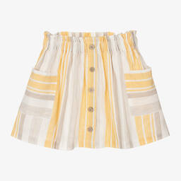 Mayoral-Girls Yellow Linen & Cotton Skirt | Childrensalon Outlet
