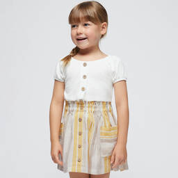 Mayoral-Girls Yellow Linen & Cotton Skirt | Childrensalon Outlet