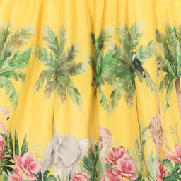 Mayoral-Girls Yellow Linen Safari Animal Dress  | Childrensalon Outlet