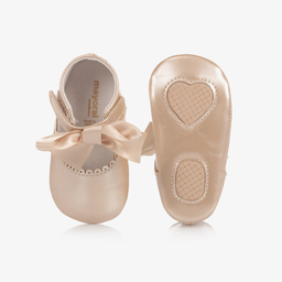 Mayoral Newborn-Gold Bow Pre-Walker Shoes | Childrensalon Outlet