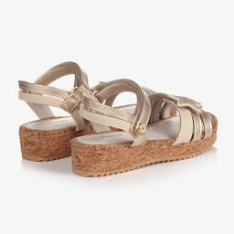 Mayoral-Золотистые сандалии на танкетке со звездами | Childrensalon Outlet