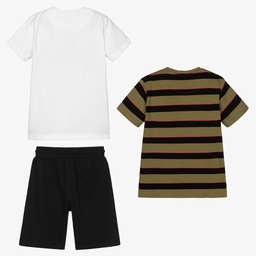 مايورال Nukutavake-طقم شورت قطن جيرسي لون أخضر وأسود للأولاد | Childrensalon Outlet