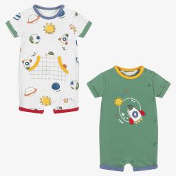 Mayoral Для новорожденных-Зеленый и белый песочник из хлопка (2шт.) | Childrensalon Outlet