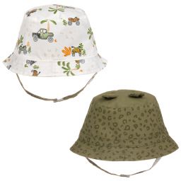 Mayoral-قبة بوجهين قطن تويل لون أخضر و عاجي للأطفال | Childrensalon Outlet