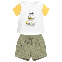Mayoral Newborn-Green Safari Shorts Set | Childrensalon Outlet