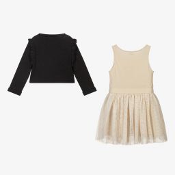 Mayoral-Grey & Beige Tulle Dress Set | Childrensalon Outlet