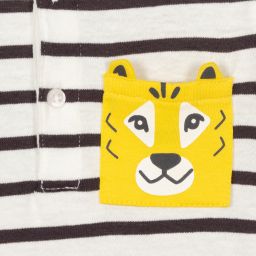 Mayoral-تيشيرت أطفال ولادي قطن مقلم لون رمادي وأبيض | Childrensalon Outlet