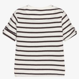 Mayoral-تيشيرت أطفال ولادي قطن مقلم لون رمادي وأبيض | Childrensalon Outlet