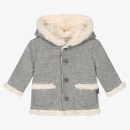 مايورال Newborn-معطف برام هودي جيرسي لون رمادي للأطفال | Childrensalon Outlet