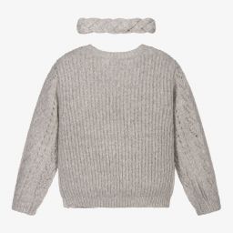 Mayoral-Трикотажный свитер и повязка на голову серого цвета | Childrensalon Outlet