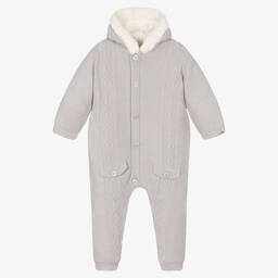 Mayoral Newborn Grey Knitted Pramsuit Childrensalon Outlet