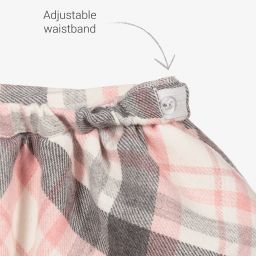 Mayoral-طقم تنورة قطن وصوف كاروهات لون رمادي وزهري | Childrensalon Outlet