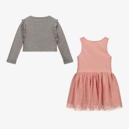 Mayoral-Grey & Pink Tulle Dress Set | Childrensalon Outlet