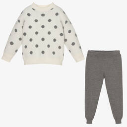 Mayoral-Grey Polka Dot Joggers Set | Childrensalon Outlet