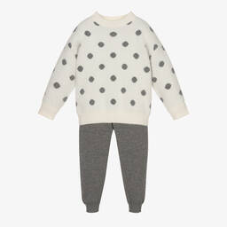Mayoral-Grey Polka Dot Joggers Set | Childrensalon Outlet