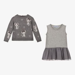 Mayoral-Grey Sweater & Dress Set | Childrensalon Outlet