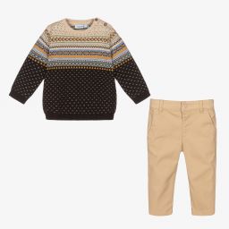 مايورال-طقم كنزة وبنطلون أطفال ولادي مزيج قطن وصوف لون رمادي | Childrensalon Outlet