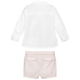 Mayoral Для новорожденных-Кремовый топ с бежевыми шортами | Childrensalon Outlet
