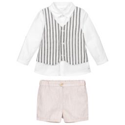 Mayoral Для новорожденных-Кремовый топ с бежевыми шортами | Childrensalon Outlet