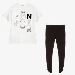 Mayoral-Кремовый топ и черные легинсы | Childrensalon Outlet