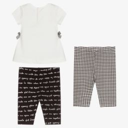 Mayoral-طقم ليغنغز أطفال بناتي قطن جيرسي لون عاجي وأسود | Childrensalon Outlet