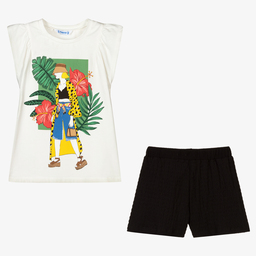 Mayoral-Ivory & Black Shorts Set | Childrensalon Outlet