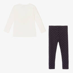 Mayoral-Кремовый топ с котом и синие легинсы | Childrensalon Outlet