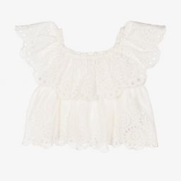 مايورال-بلوز قطن برودري لون عاجي للبنات | Childrensalon Outlet