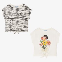 مايورال-تيشيرت قطن لون عاجي للبنات (عدد 2) | Childrensalon Outlet