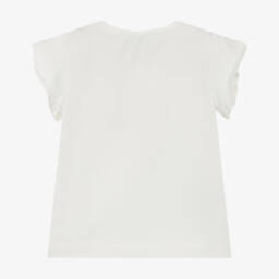 Mayoral-Ivory Girls Tee with Tulip Sleeves | Childrensalon Outlet