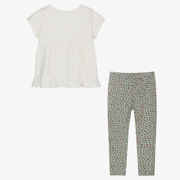 مايورال-طقم ليغنغز قطن جيرسي لون عاجي وأخضر للبنات | Childrensalon Outlet