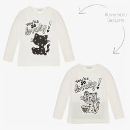 Mayoral-Кремовый топ с котом и серые легинсы | Childrensalon Outlet