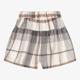 Mayoral-Ivory & Grey Check Shorts | Childrensalon Outlet